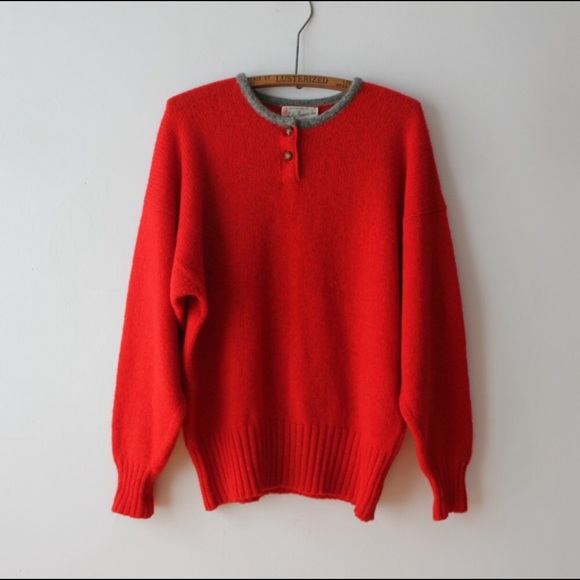 🎈🍄Vintage Red Wool Sweater - Picture 1 of 4